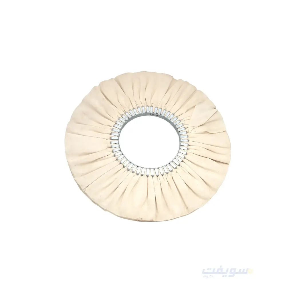 Turkish White Pleated Buffing Wheel – 16 Inch – 150 mm Inner Diameter – Natural Cotton for a Pure Finish
