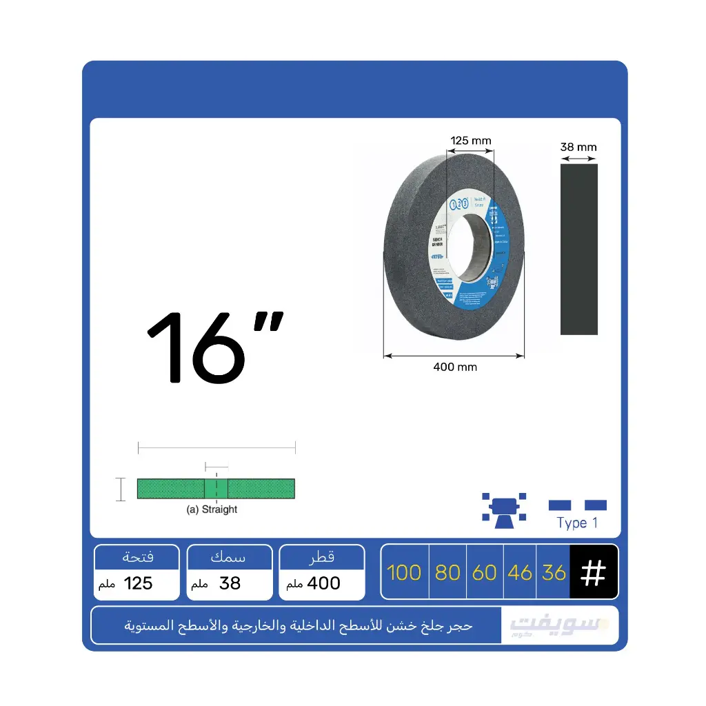 أداء مثالي للجلخ الخشن – حجر 123 الأسود/الأسمر 16×1.5×5 بوصة