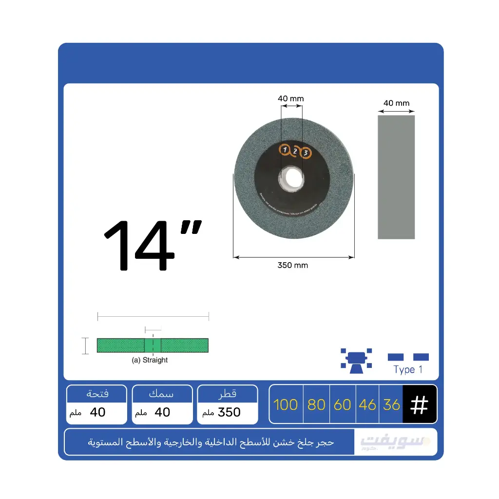 حجر جلخ أخضر سيليكون كربيد 14"× 1½"× 1½" دقة فائقة وحرارة منخفضة للمحترفين