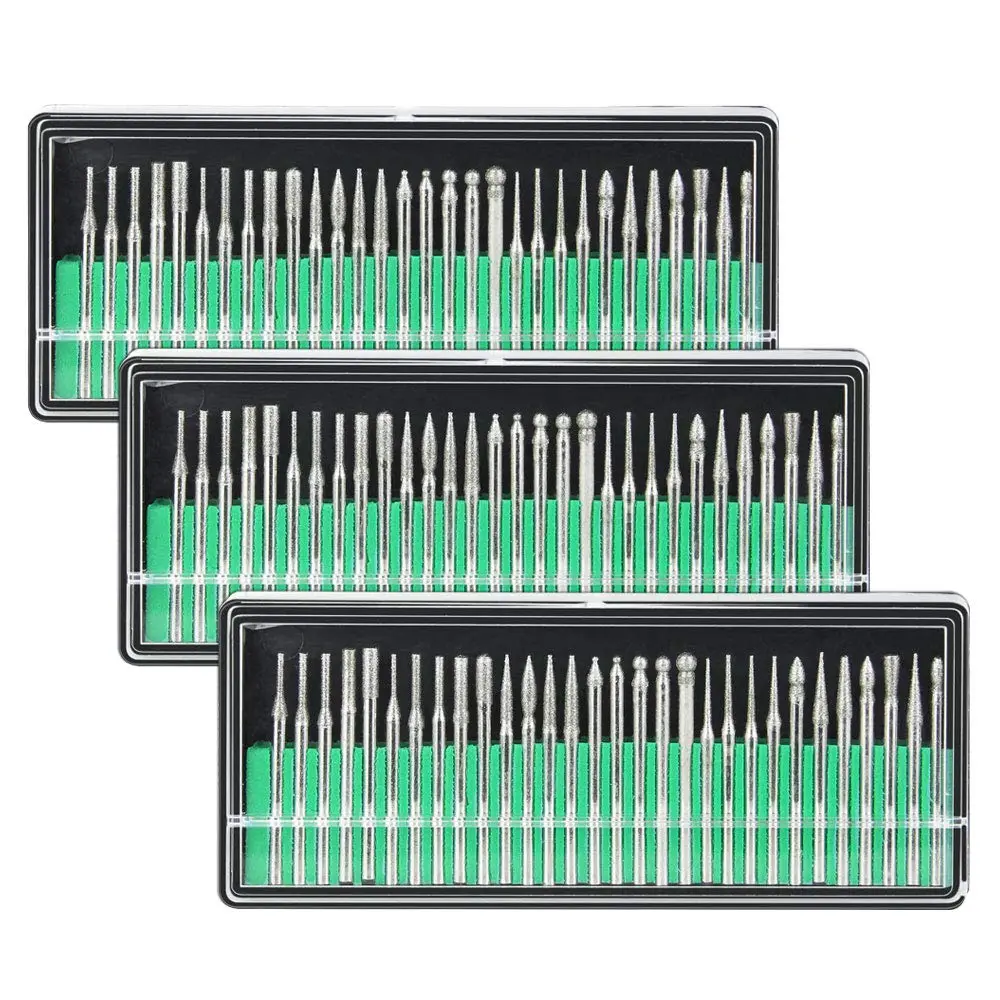 3 Sets × 30 Diamond Grinding Stones with 3 mm Shank – 120 Pieces