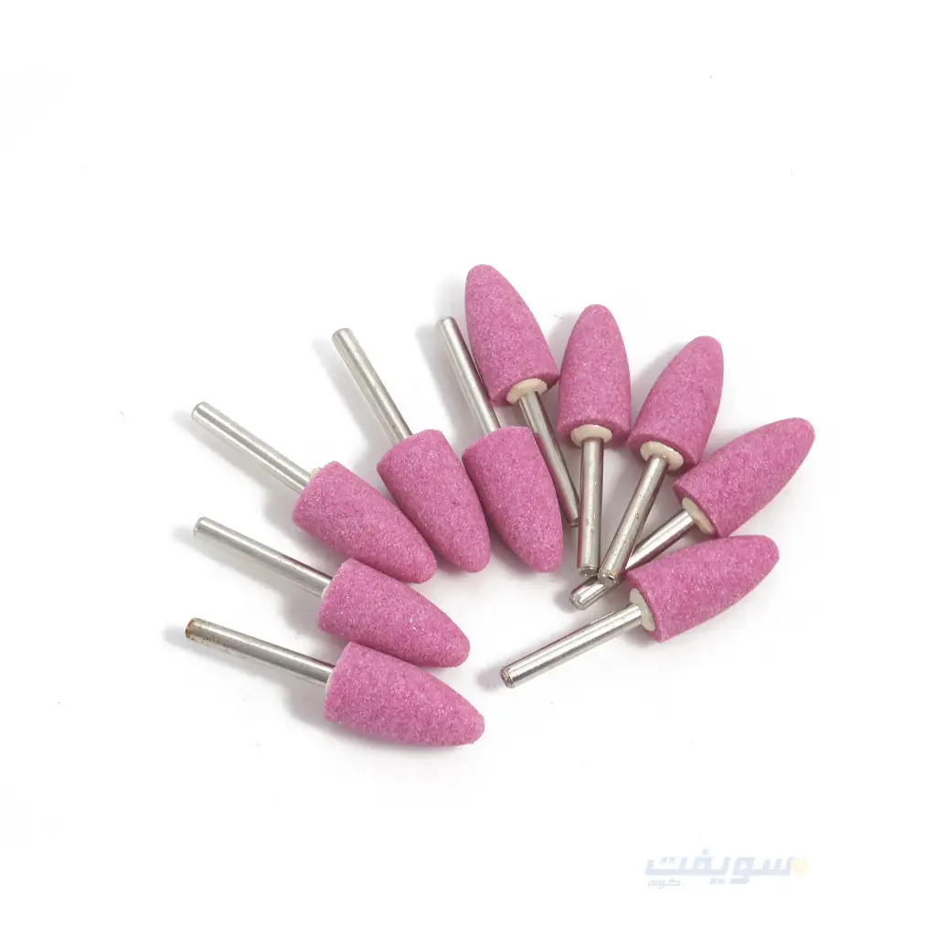 CONVEX Set of 10 Pink 'Bulb' Grinding Stones 20x38 mm with 6 mm Shank – Lasting Power