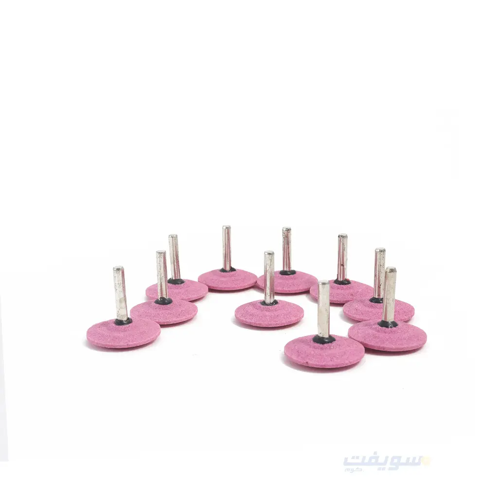 CONVEX Set of 10 Pink 'Dish' Grinding Stones 42x5 mm with 6 mm Shank 