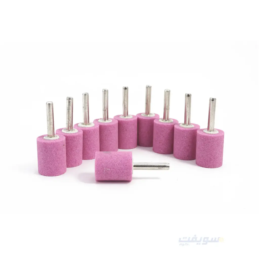 CONVEX Set of 10 Straight Pink Grinding Stones 25 mm Diameter x 30 mm Height with 6 mm Shank
