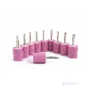 CONVEX Set of 10 Straight Pink Grinding Stones 25 mm Diameter x 30 mm Height with 6 mm Shank