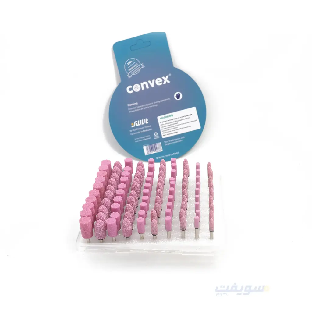 CONVEX Set of 100 Pink Grinding Stones with 3 mm Shank