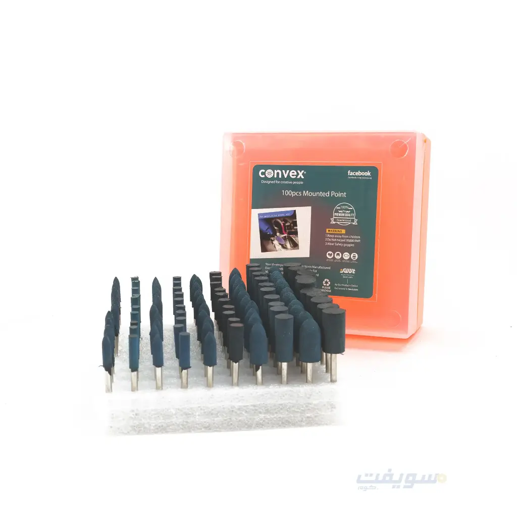 Light Blue Medium Grit Polishing Felt Set, 3 mm Shank, 100-Piece Pack from CONVEX 