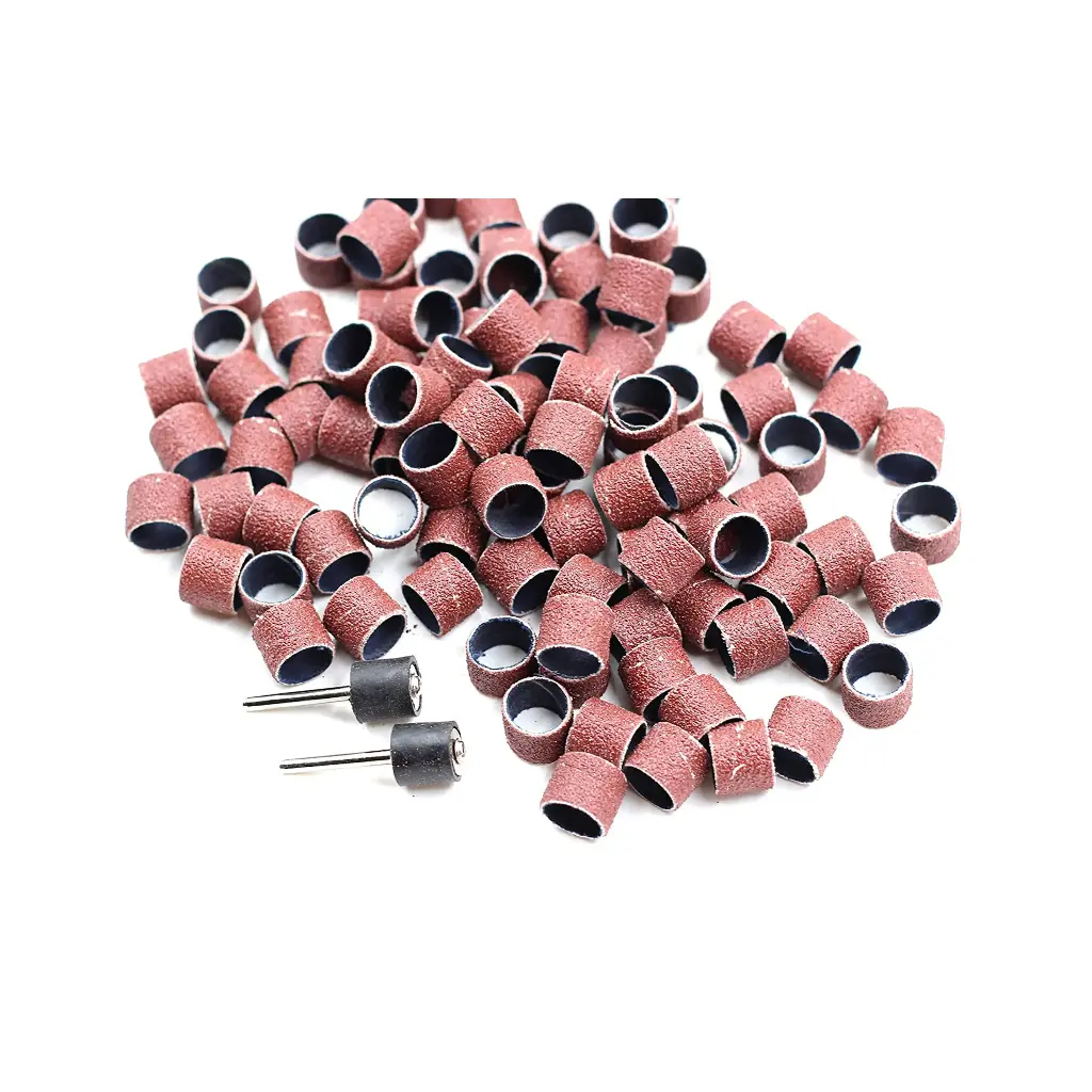  مجموعة 100 رول/دبل صنفرة قطر 1/2 إنش + 2 أكس مطاط