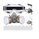 Reusable face mask with goggles and filter for protection during painting, gases, dust, polishing, cutting, and DIY work