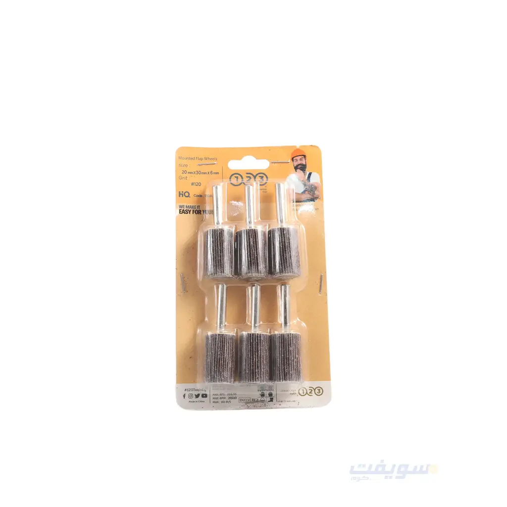 Shank Flap Wheel Sander, Brand 123 | 20x30x6mm Diameter – Grits 60/80/120