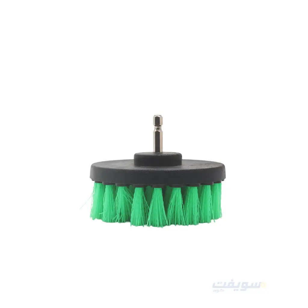 4-Inch Plastic Cleaning Brush – Strong Green Bristles – Drill Mount (6mm Shank) by CONVEX