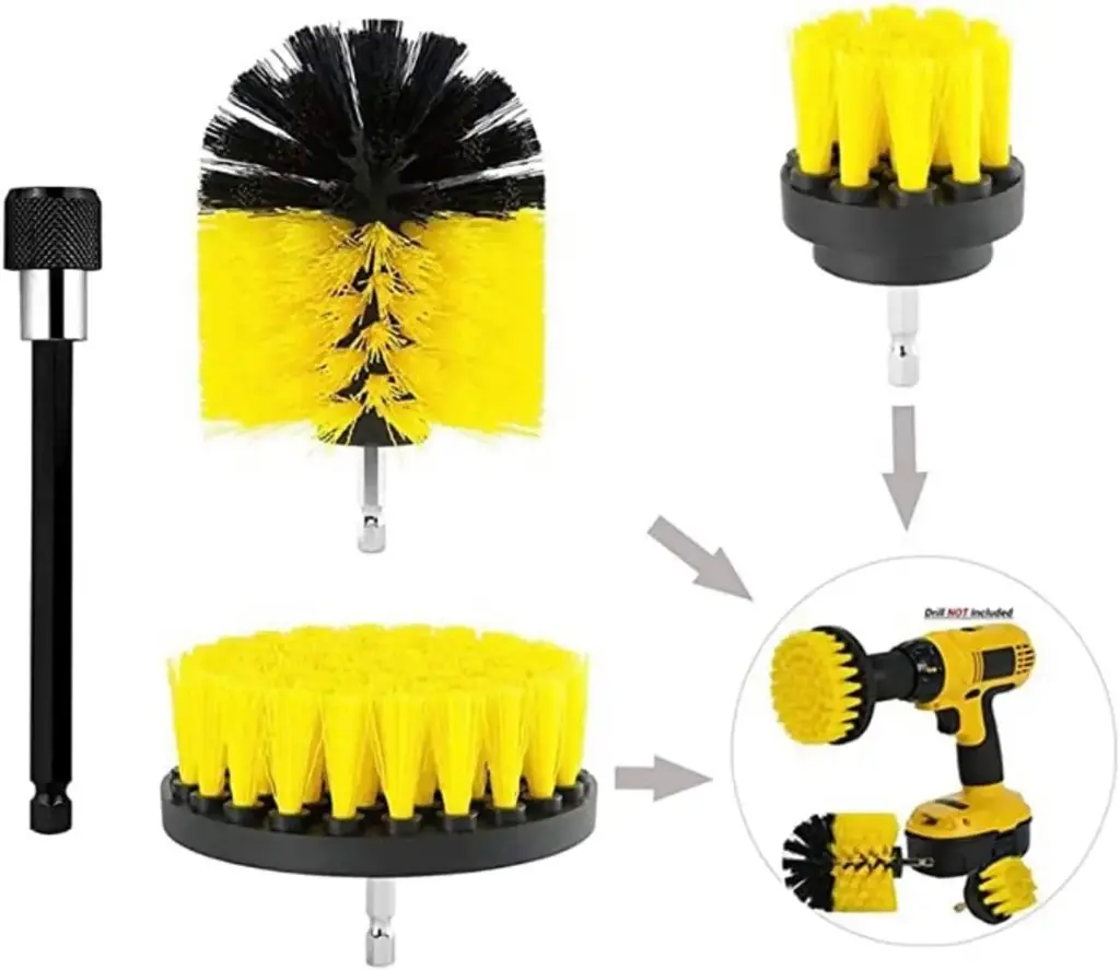 BONAI Yellow Plastic Cleaning Brush Set – 4 Pieces for Deep Cleaning on All Surfaces