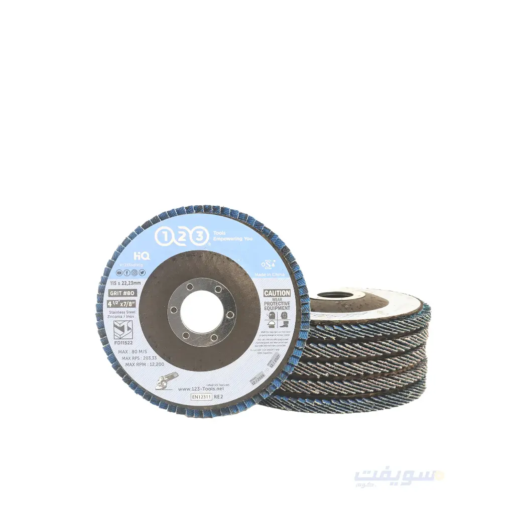 "123" Blue Flap Disc – Stainless Steel – 4.5 Inch Diameter – 80 Grit – High-Performance Zirconia