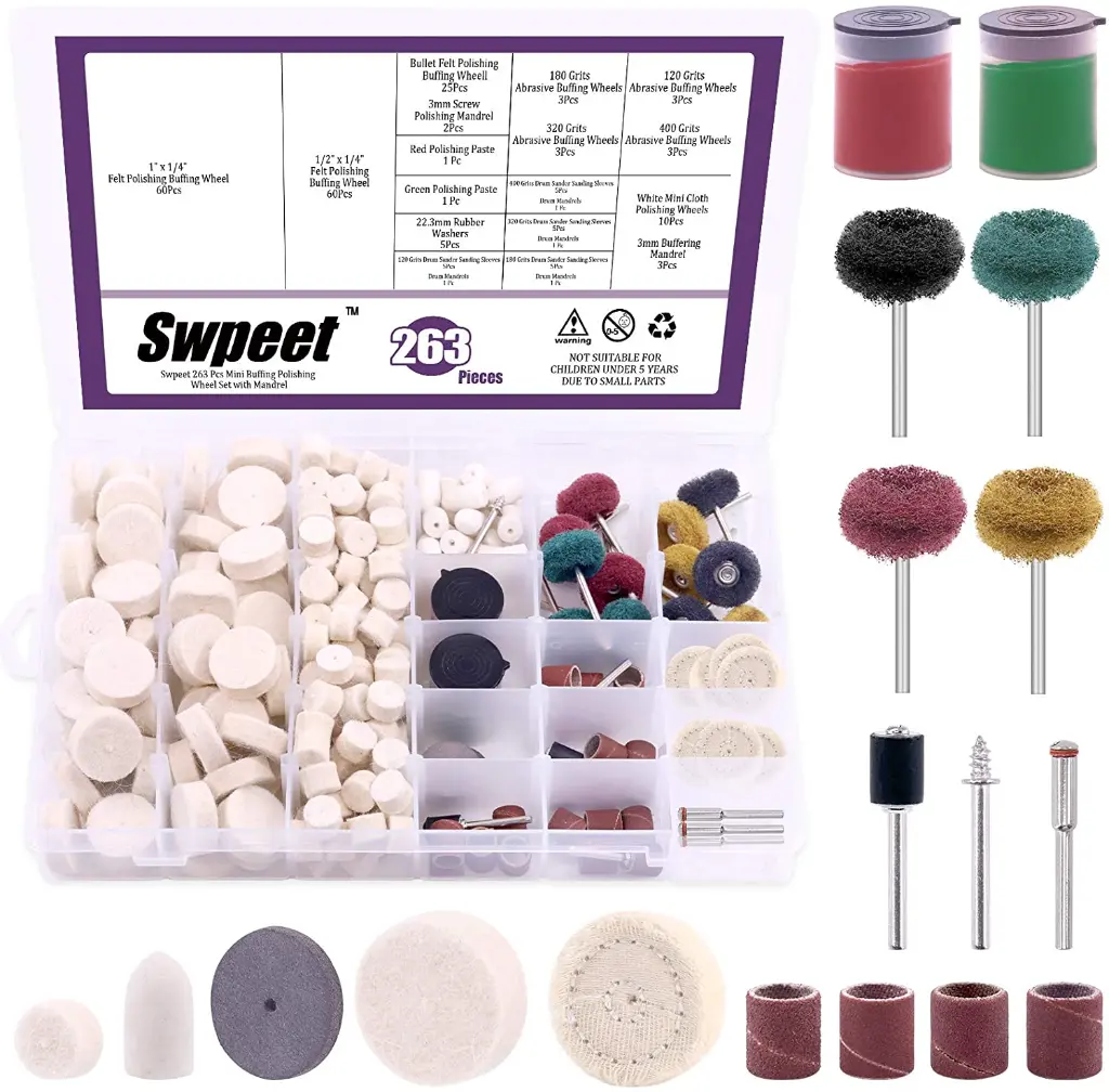 طقم إكسسوارات متكامل لأدوات التلميع الدوارة – 263 قطعة من Swpeet