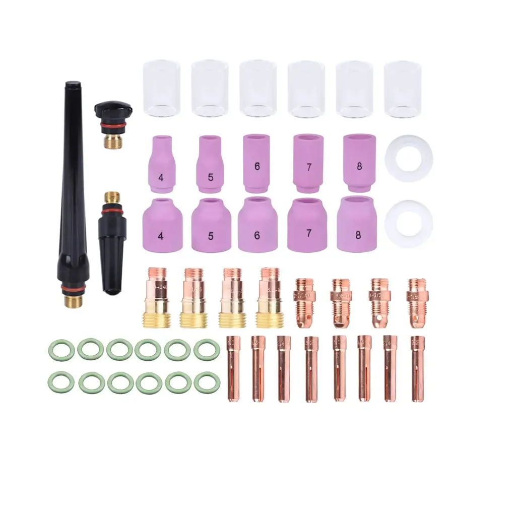 OUNA Complete TIG Welding Kit – 49 Pieces with Pyrex Cups and Stubby Gas Lens Set