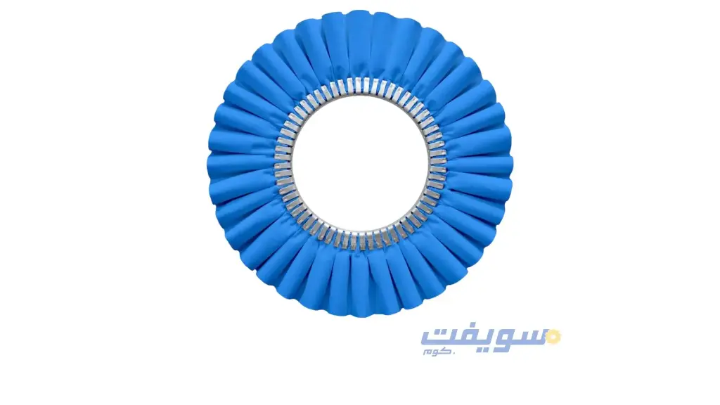 قرص تلميع كتان أزرق معالج متموج – 400×150 مم – 3 طبقات (Coarse Stage)