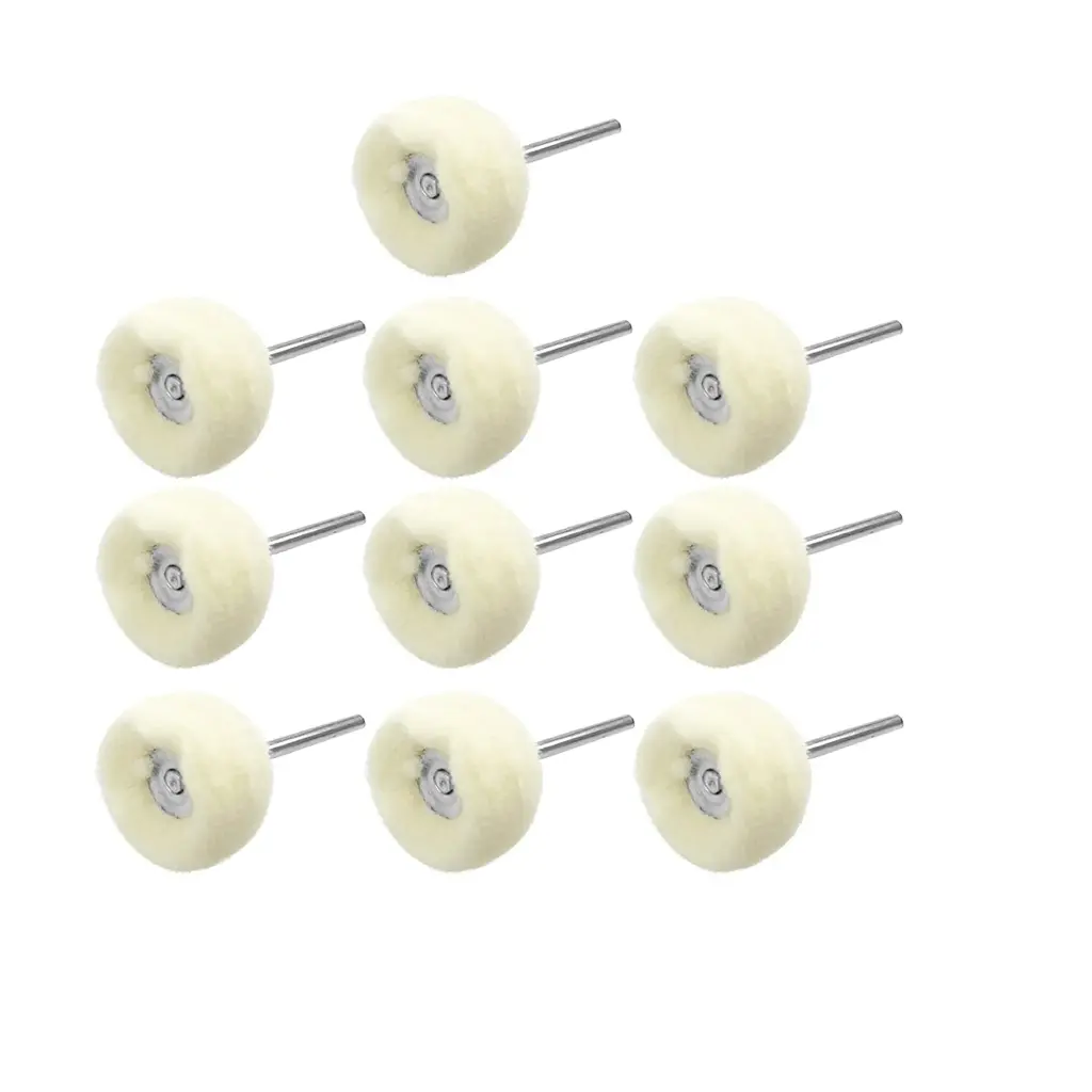 10-Piece Natural Wool Felt Polishing Wheels Set with 1/8" Axis