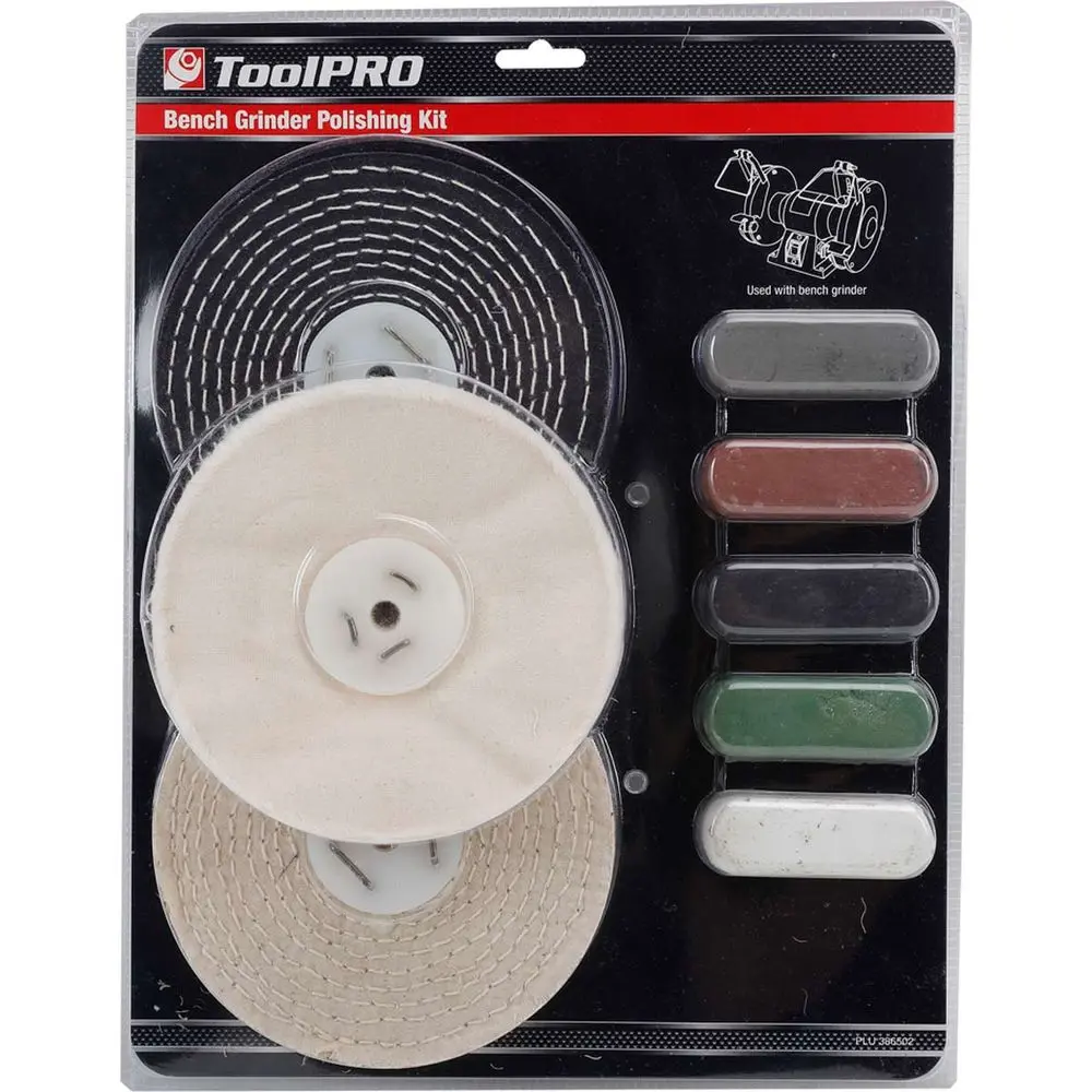 ToolPRO 8-Piece Polishing Kit for Bench Grinders – Professional Shine for Various Metals
