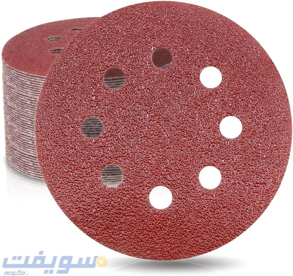 Set of 100 Round Sanding Sheets, 12.7 cm (5 Inch) – 8 Holes – 5 Grit Grades