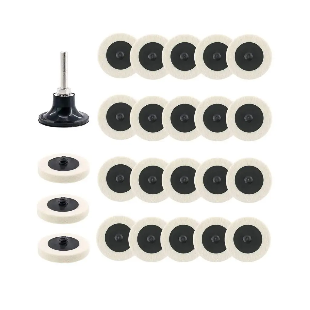 Professional Polishing Kit in Roloc Style – 24 Pieces of 2-Inch Compressed Wool Discs