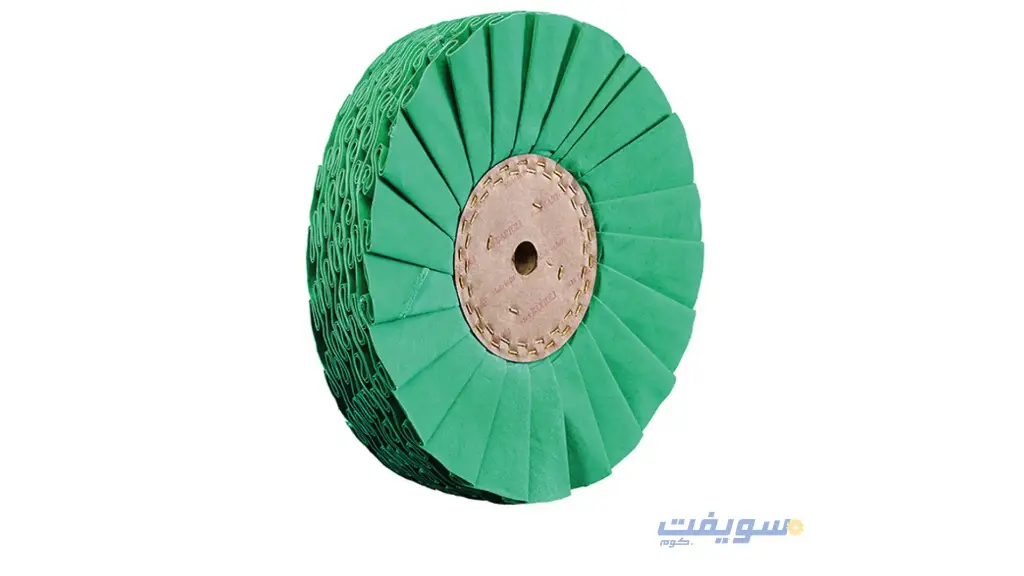 A green-treated cotton cloth polishing brush, size 400×45 mm, designed for medium to fine performance.